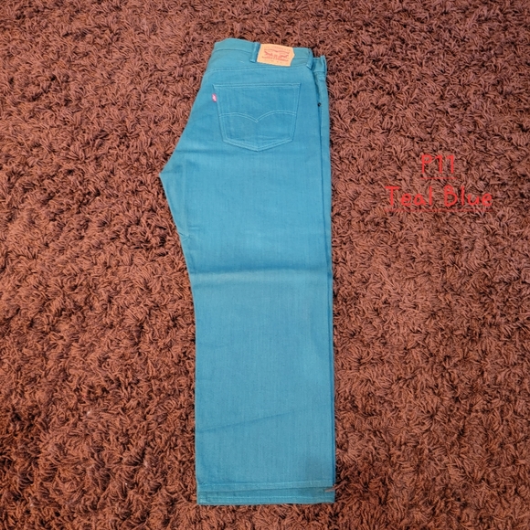 Levis 501*XX Button fly Jeans Teal/Blue Color W40 L32 - Picture 3 of 9